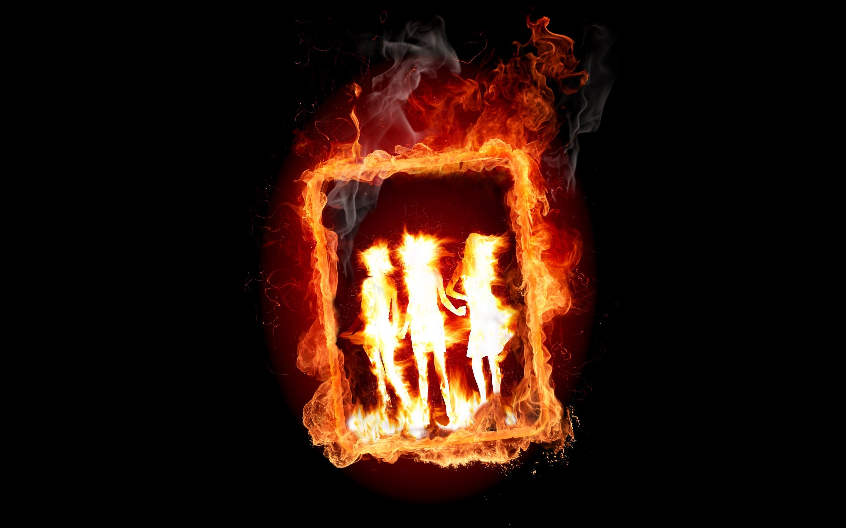 Girl Frame in Fire for 2880 x 1800 Retina Display resolution
