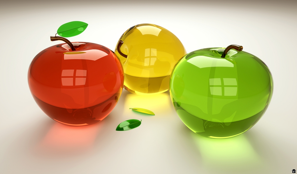 Glass Apples for 1024 x 600 widescreen resolution