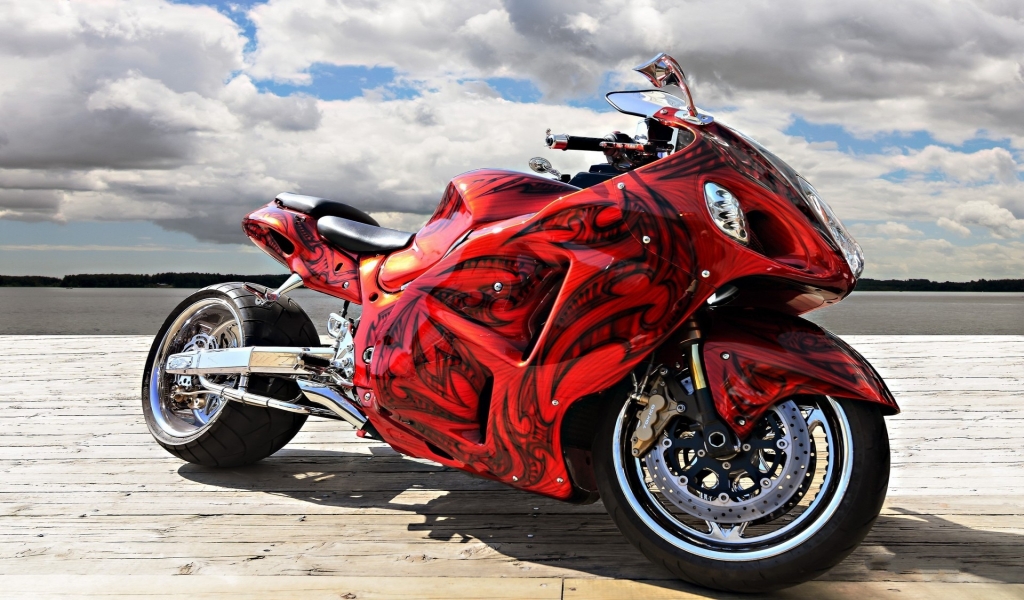 Gorgeous Red Motorcycle for 1024 x 600 widescreen resolution