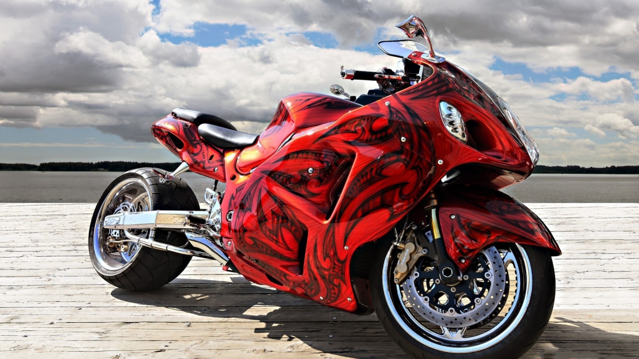 Gorgeous Red Motorcycle for 1280 x 720 HDTV 720p resolution