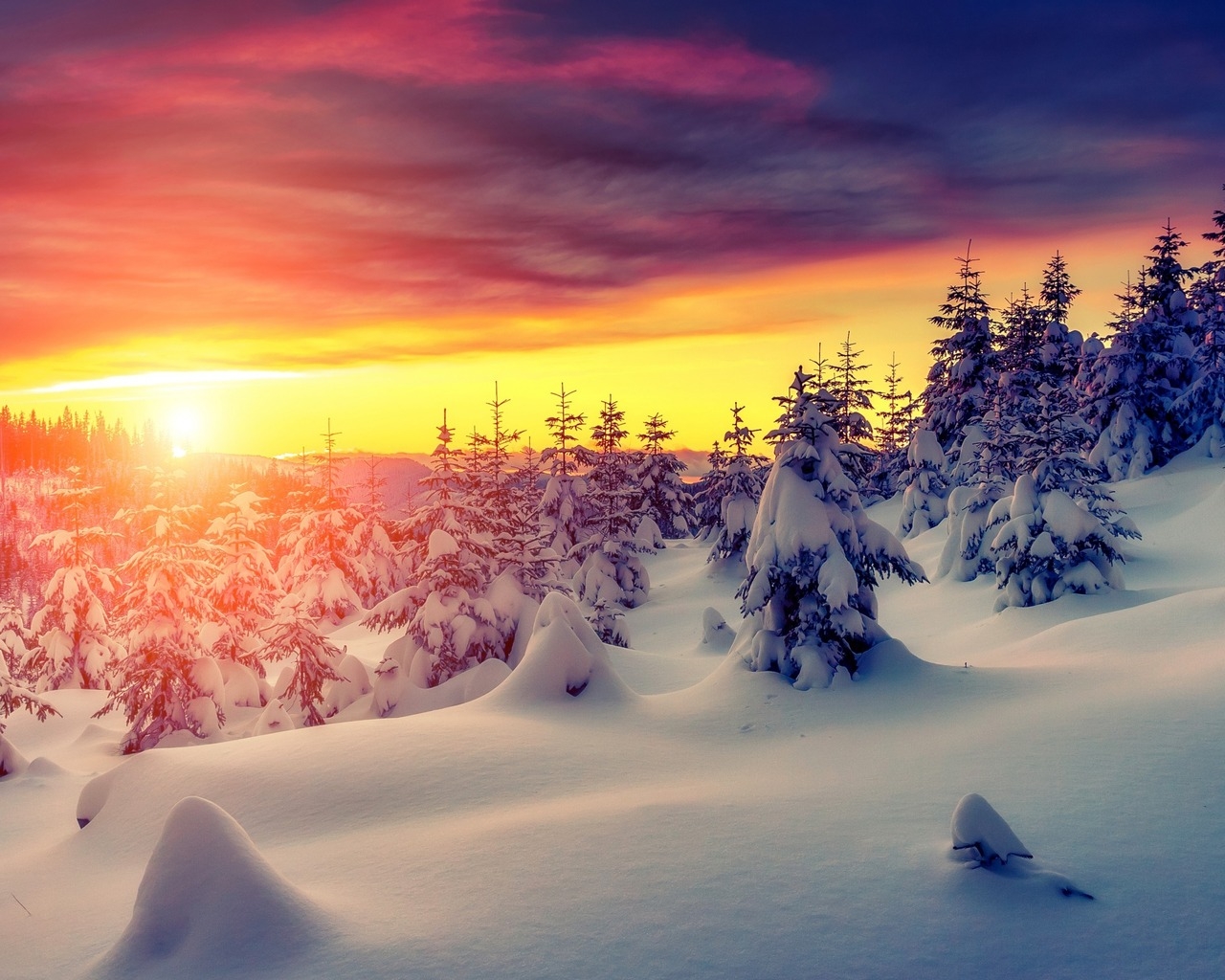 Gorgeous Winter Sunrise for 1280 x 1024 resolution