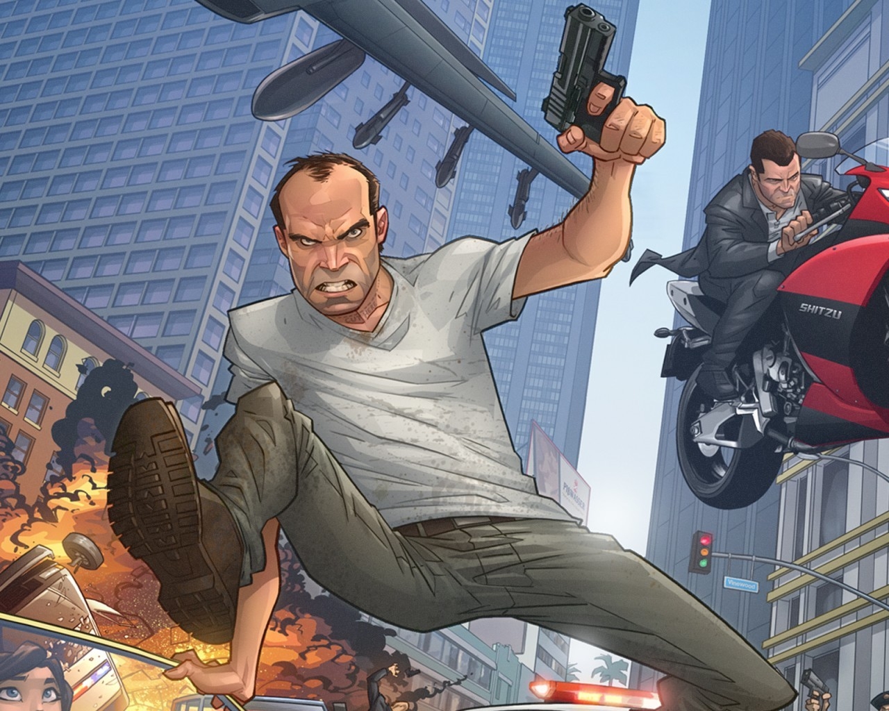 Grand Theft Auto V Game Poster for 1280 x 1024 resolution