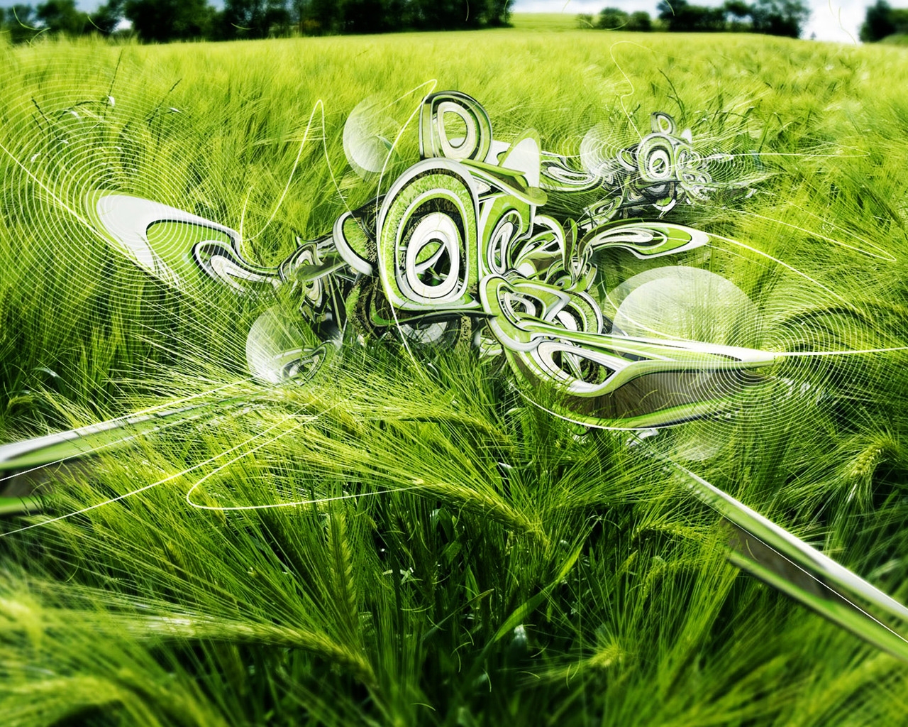 Green 3D Wheat for 1280 x 1024 resolution