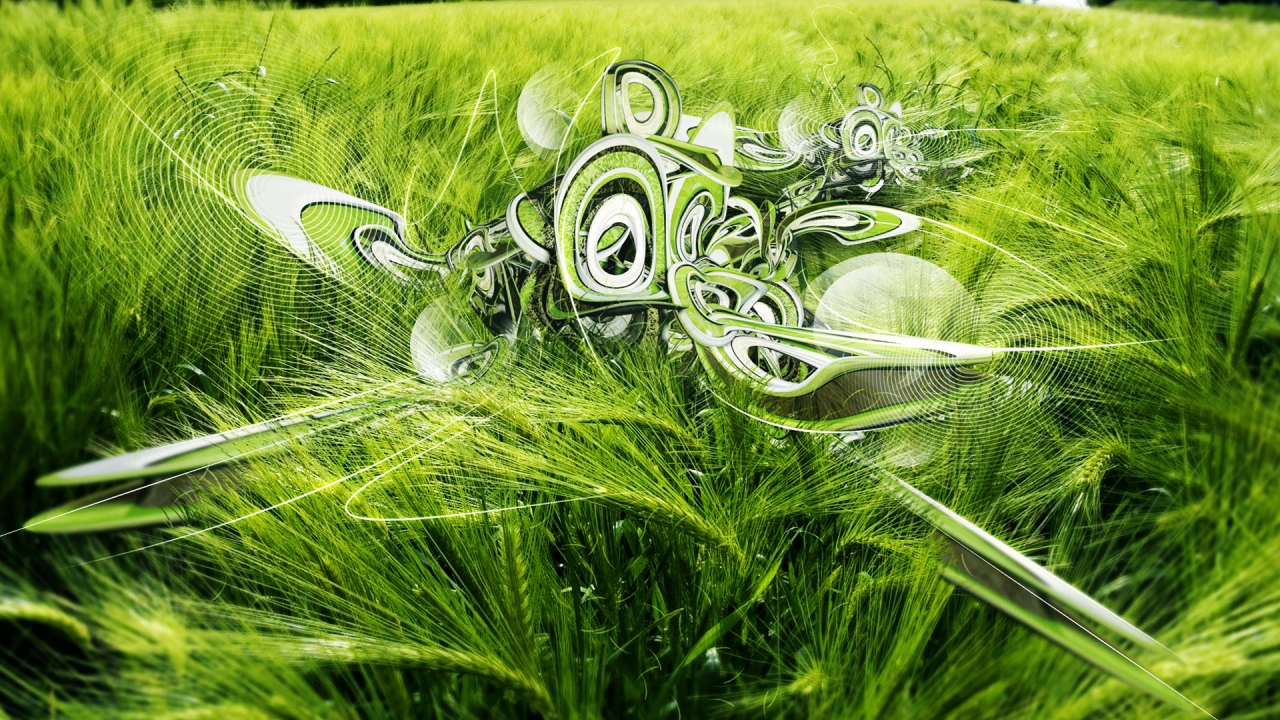 Green 3D Wheat for 1280 x 720 HDTV 720p resolution