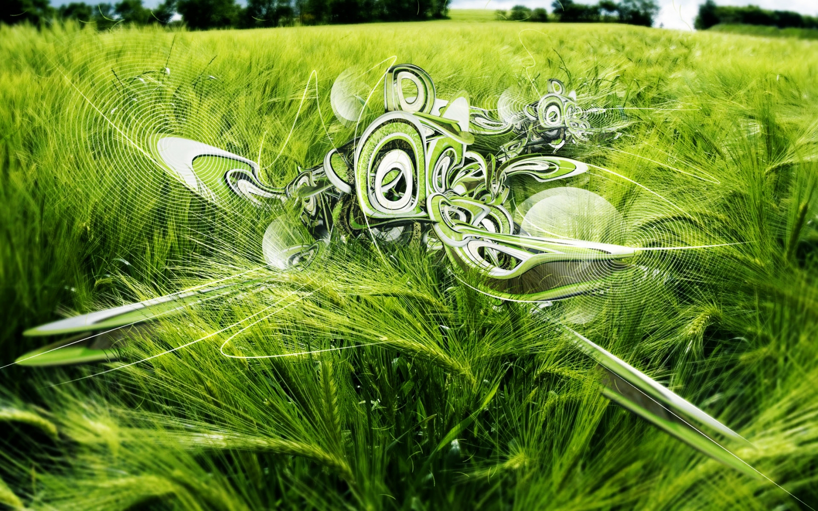 Green 3D Wheat for 1680 x 1050 widescreen resolution