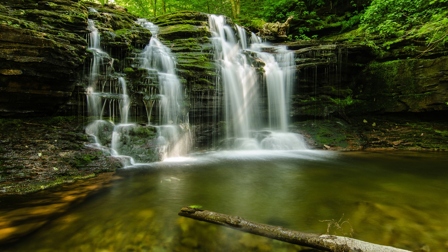 Green Forest Waterfalls for 1536 x 864 HDTV resolution