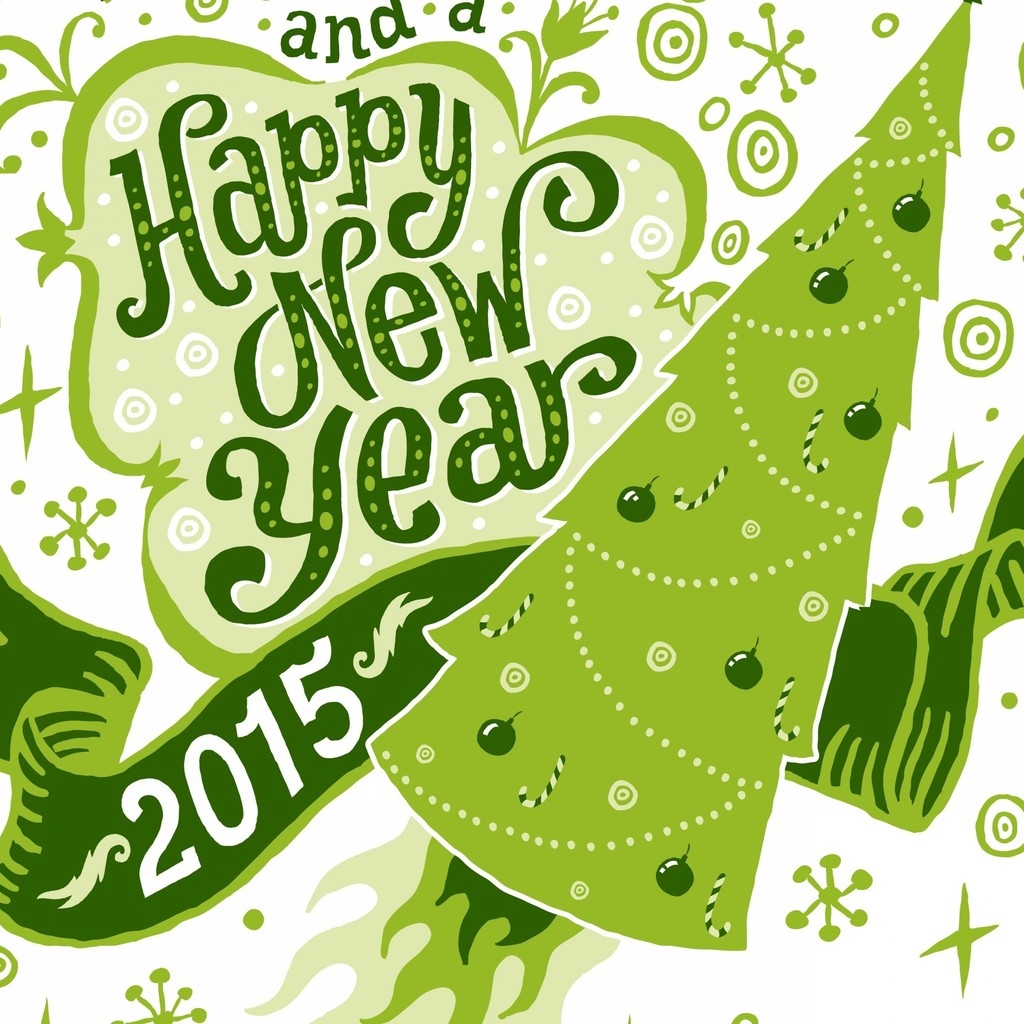 Green Happy New Year  for 1024 x 1024 iPad resolution