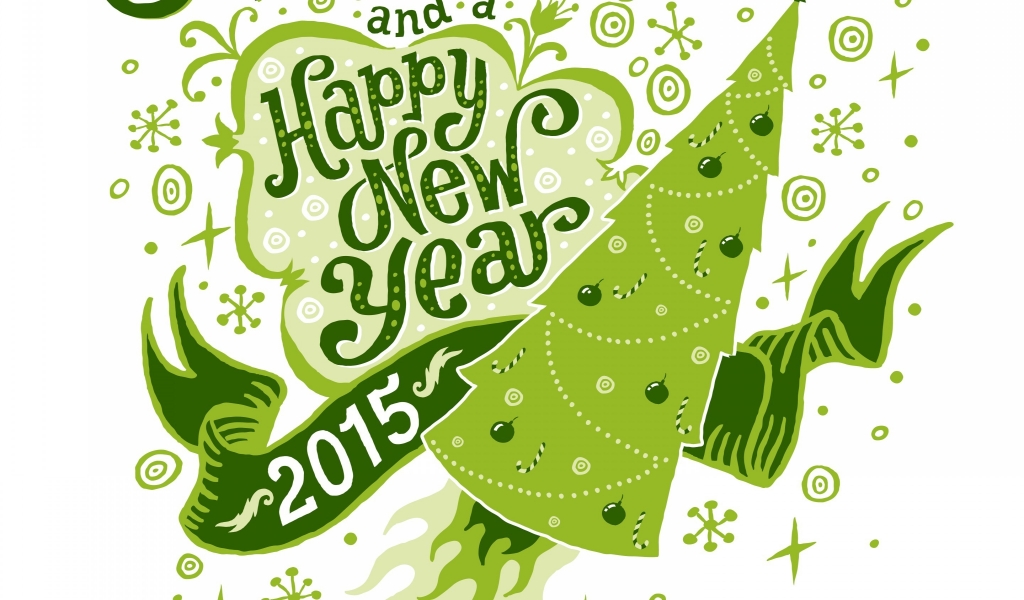 Green Happy New Year  for 1024 x 600 widescreen resolution