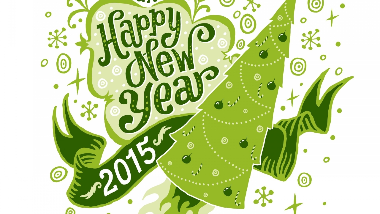 Green Happy New Year  for 1280 x 720 HDTV 720p resolution