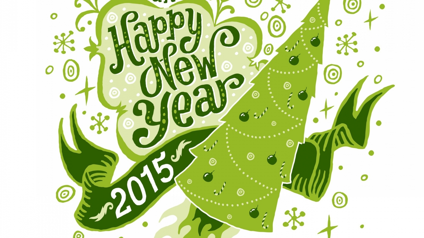 Green Happy New Year  for 1366 x 768 HDTV resolution