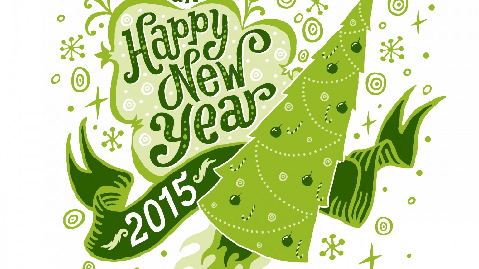 Green Happy New Year  for 1536 x 864 HDTV resolution