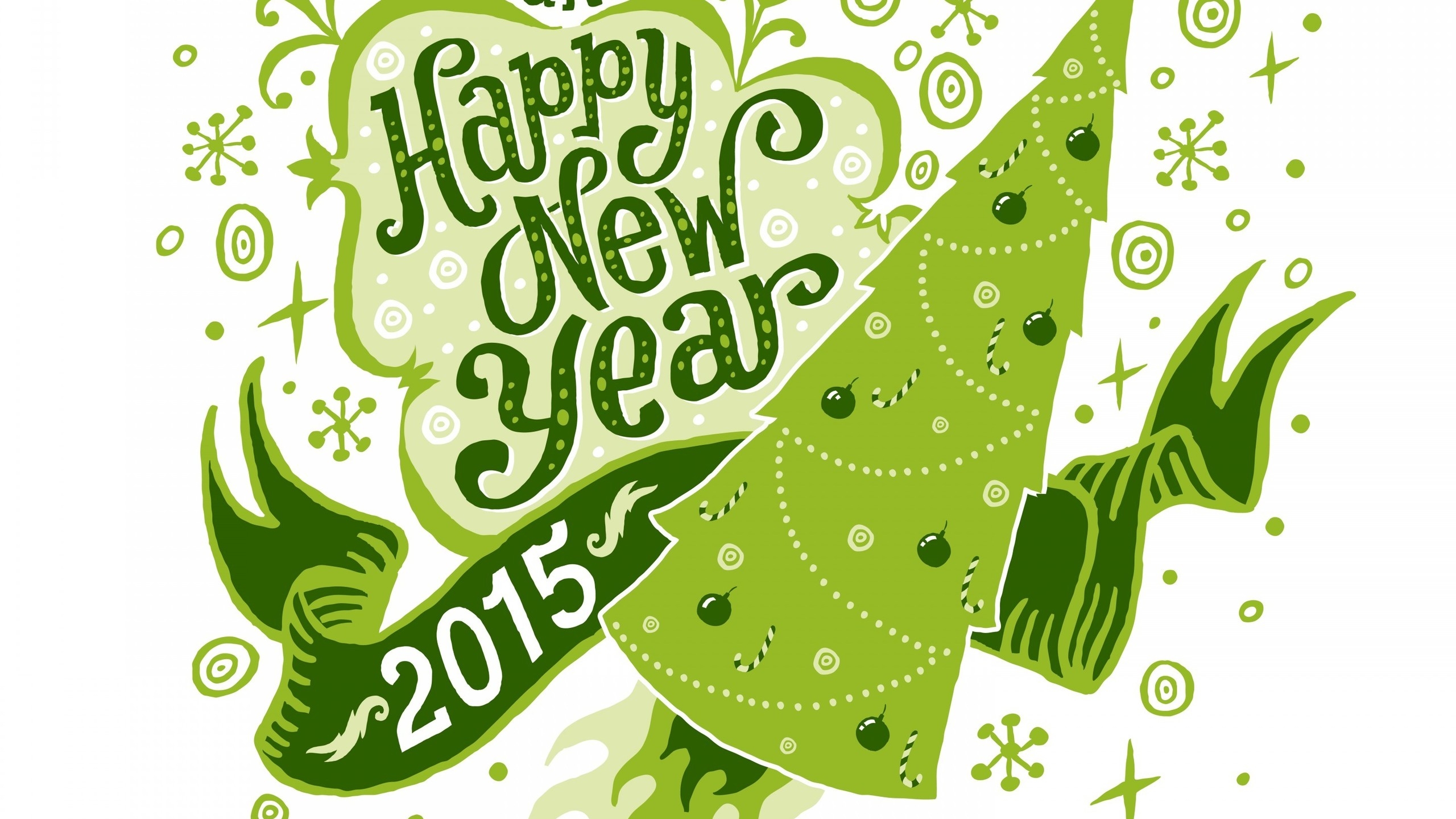Green Happy New Year  for 2560x1440 HDTV resolution