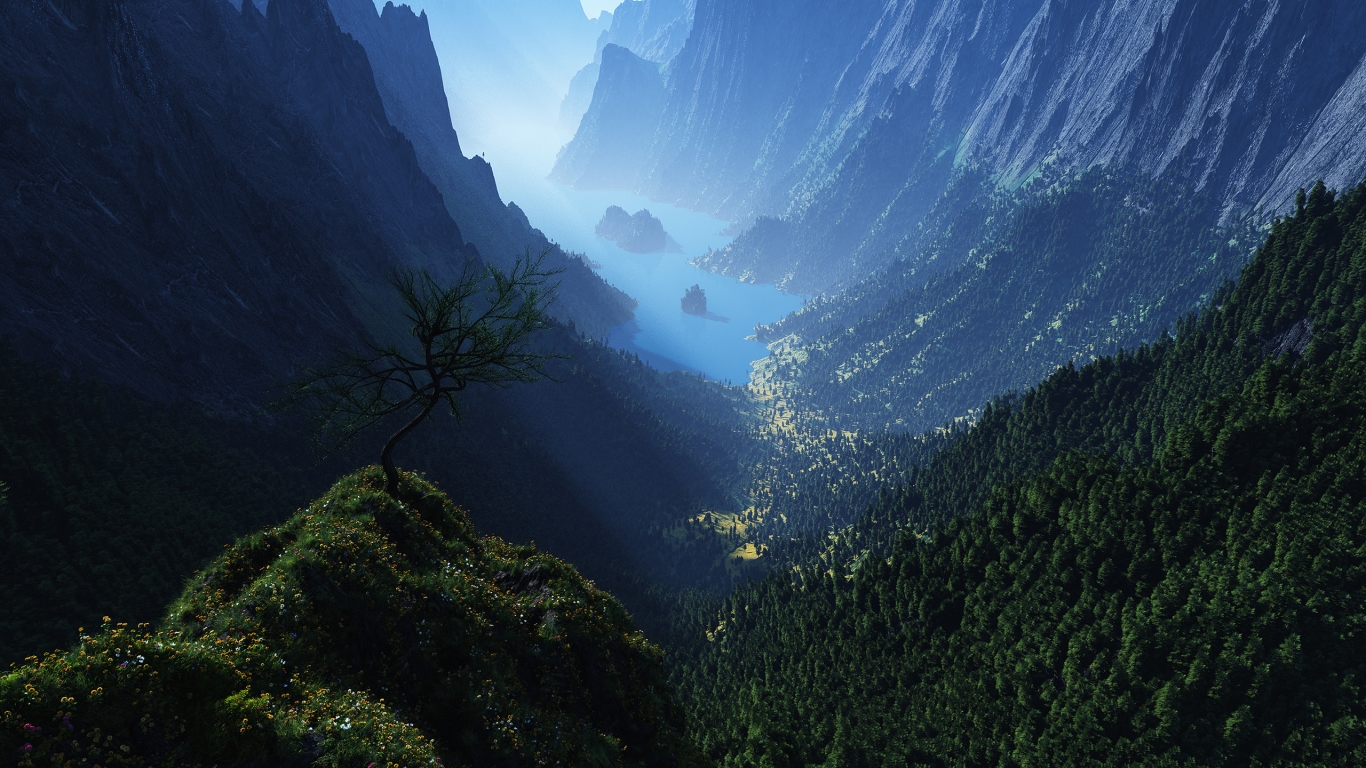 Green Mountains View for 1366 x 768 HDTV resolution