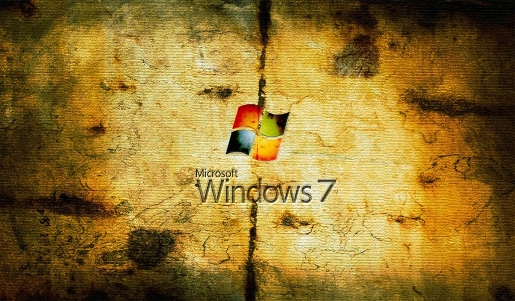 Grungy Windows Seven for 1024 x 600 widescreen resolution