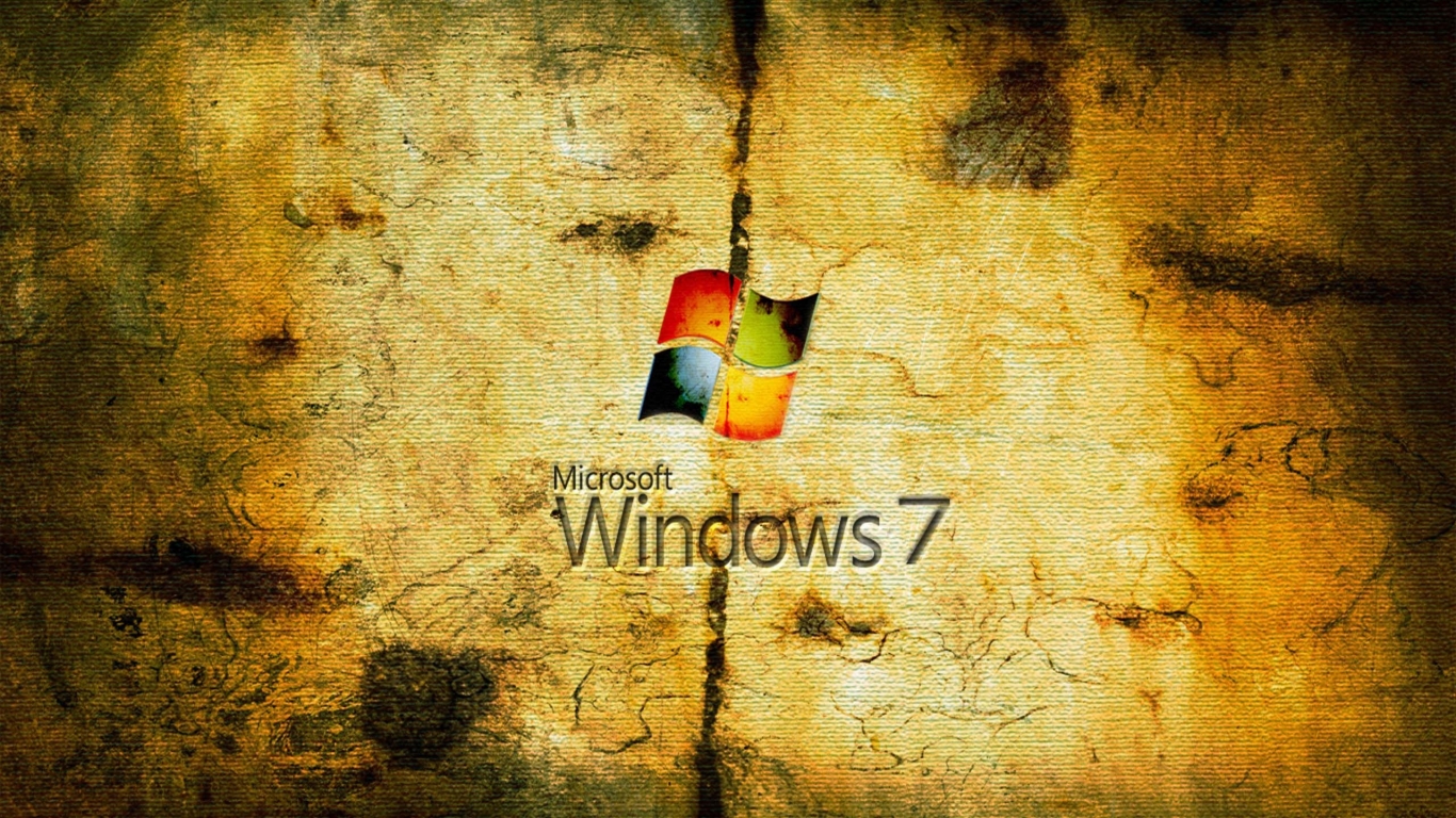 Grungy Windows Seven for 1366 x 768 HDTV resolution