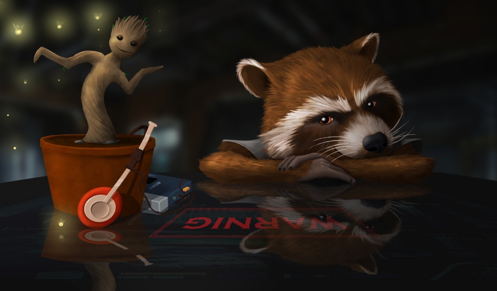 Guardians of the Galaxy Raccoon  for 1024 x 600 widescreen resolution