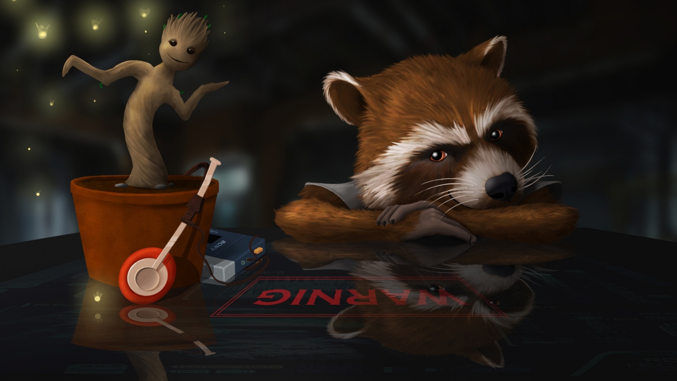 Guardians of the Galaxy Raccoon  for 1366 x 768 HDTV resolution