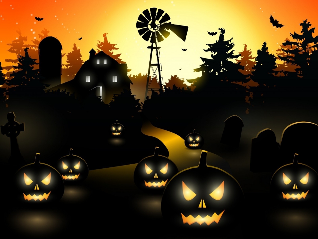 Halloween Black City for 1024 x 768 resolution