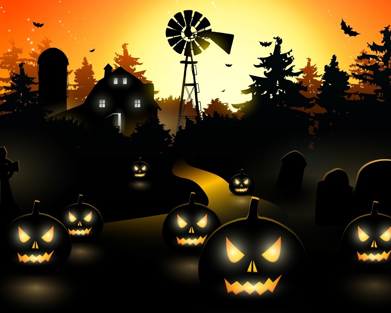 Halloween Black City for 1280 x 1024 resolution