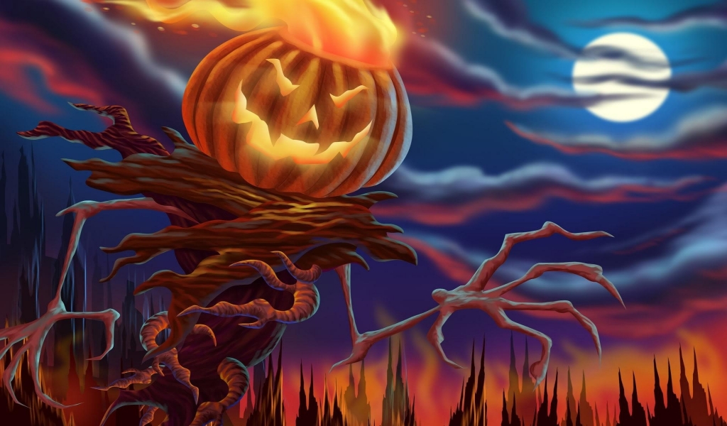 Halloween Digital Illustration for 1024 x 600 widescreen resolution