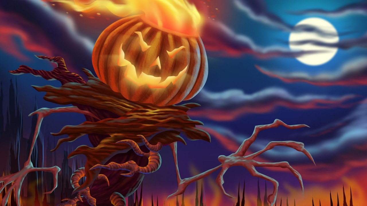 Halloween Digital Illustration for 1280 x 720 HDTV 720p resolution