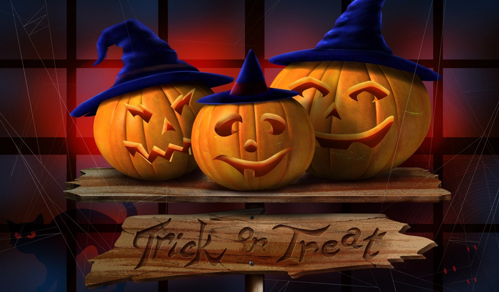 Halloween Happy Pumpkins for 1024 x 600 widescreen resolution
