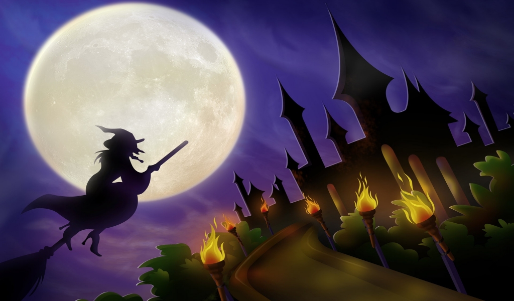 Halloween  Night Moon for 1024 x 600 widescreen resolution