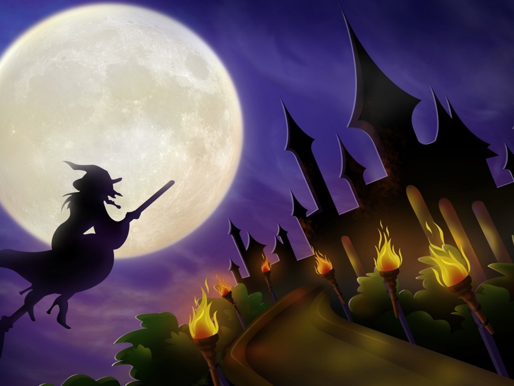 Halloween  Night Moon for 1024 x 768 resolution