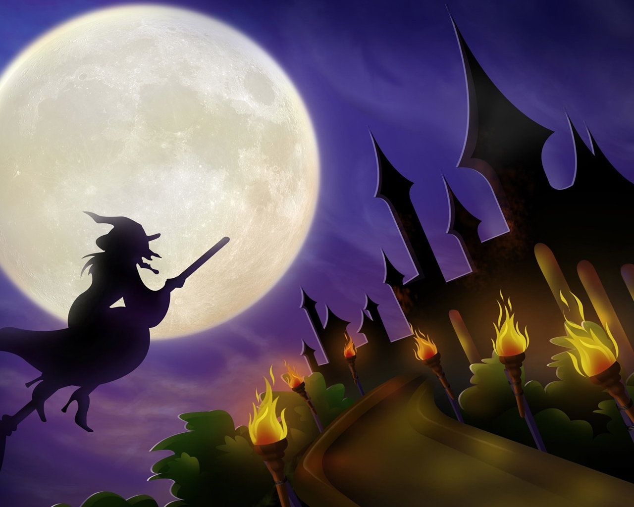 Halloween  Night Moon for 1280 x 1024 resolution