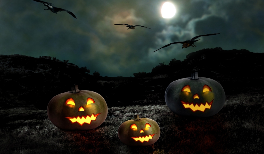 Halloween Pumpkin Smile for 1024 x 600 widescreen resolution