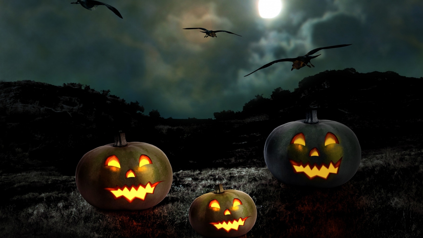 Halloween Pumpkin Smile for 1366 x 768 HDTV resolution