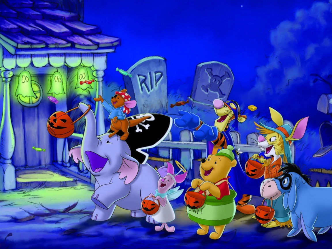 Halloween Winnie the Pooh Friends for 1152 x 864 resolution