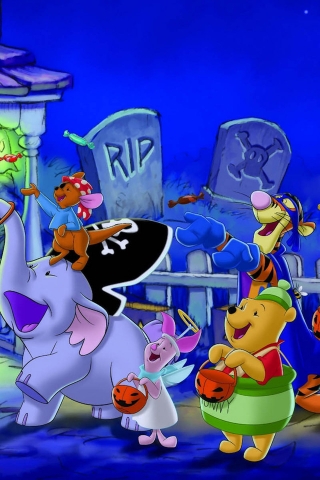 Halloween Winnie the Pooh Friends for 320 x 480 iPhone resolution