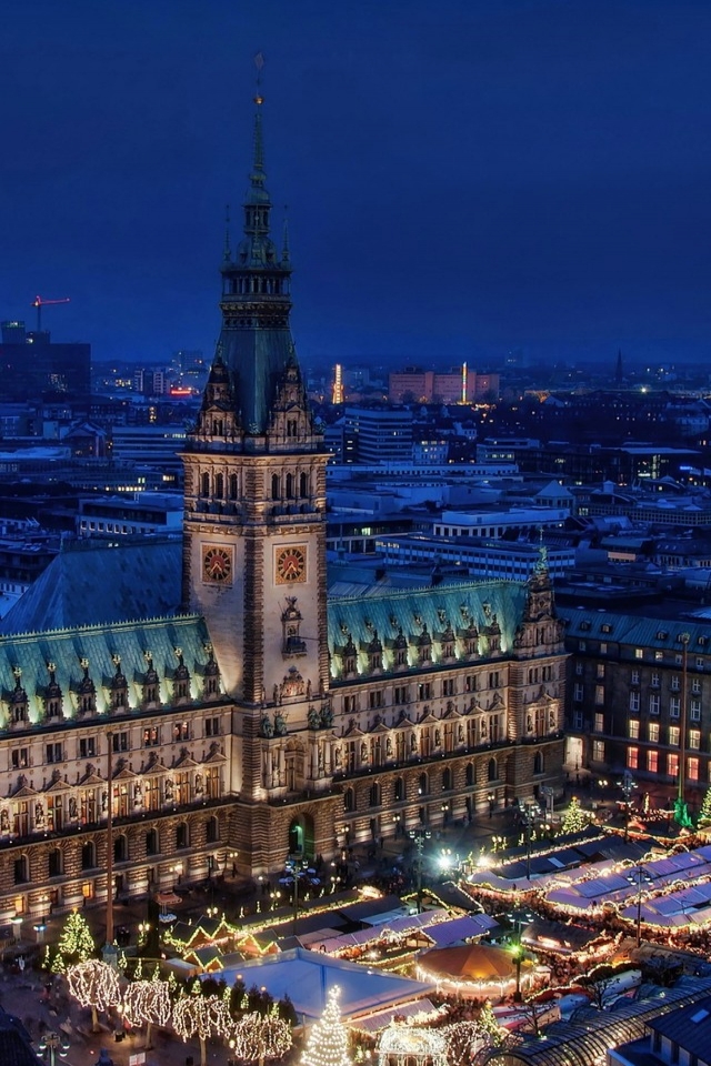 Hamburg Night View for 640 x 960 iPhone 4 resolution
