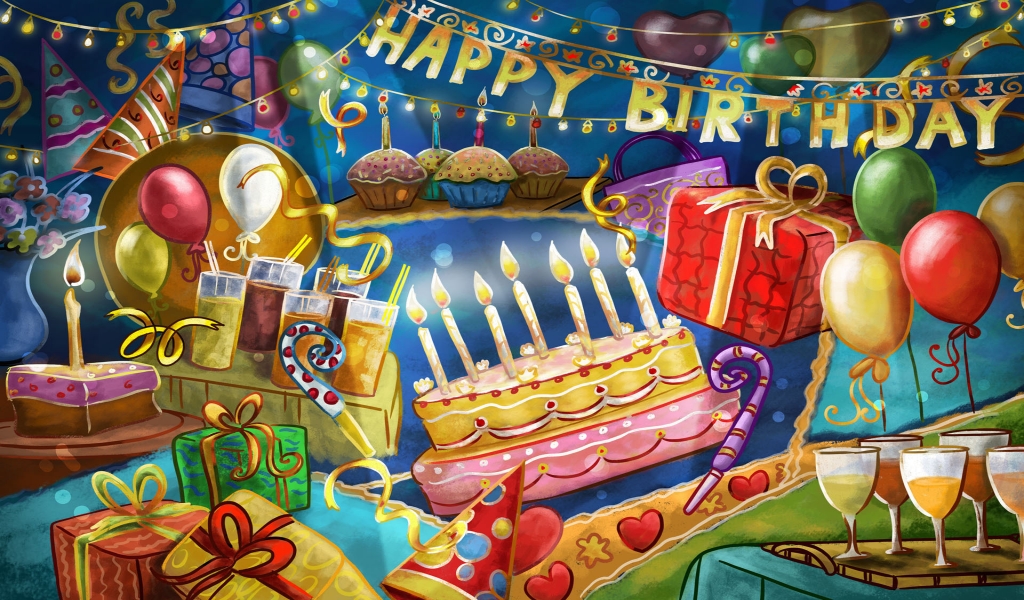 Happy Birthday for 1024 x 600 widescreen resolution