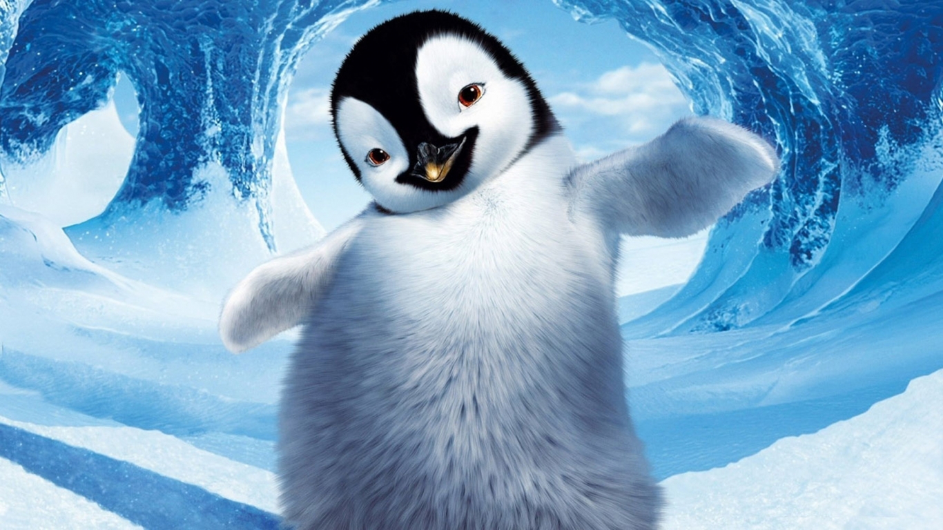 Happy Feet Penguin for 1366 x 768 HDTV resolution