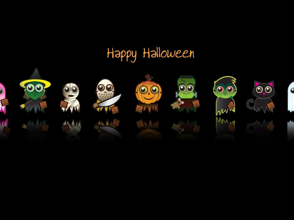 Happy Halloween Characters for 1024 x 768 resolution