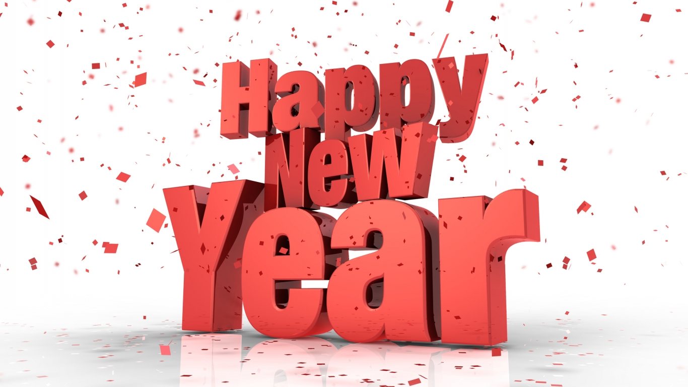 Happy New Year Font for 1366 x 768 HDTV resolution