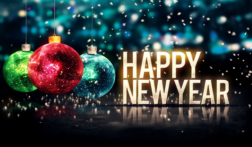 Happy New Year Ornament for 1024 x 600 widescreen resolution
