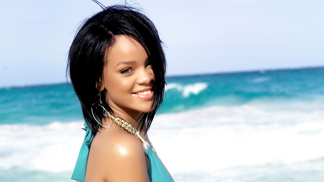 Happy Rihanna for 1366 x 768 HDTV resolution