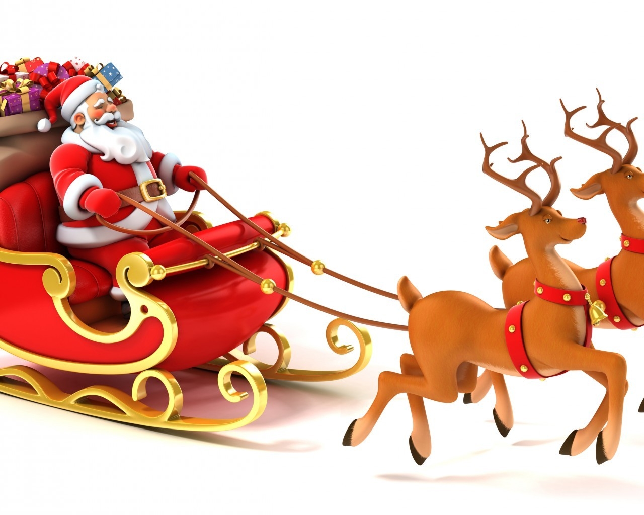Happy Santa and Reindeer for 1280 x 1024 resolution