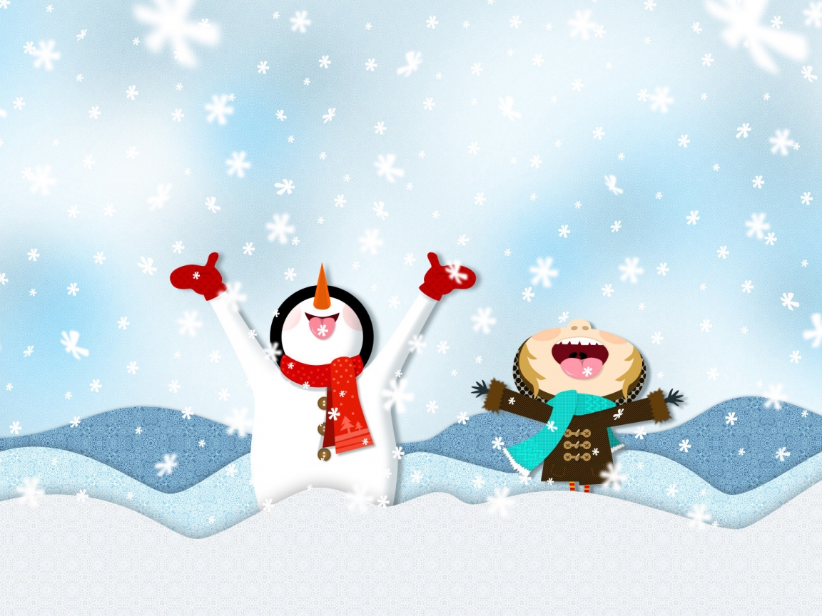 Happy Snowmen for 1152 x 864 resolution