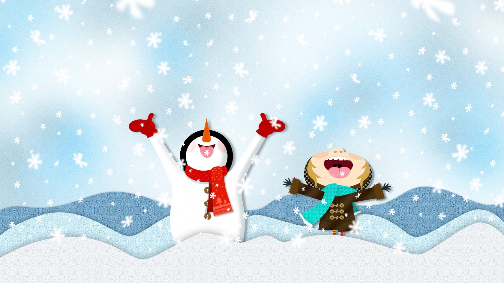 Happy Snowmen for 1680 x 945 HDTV resolution