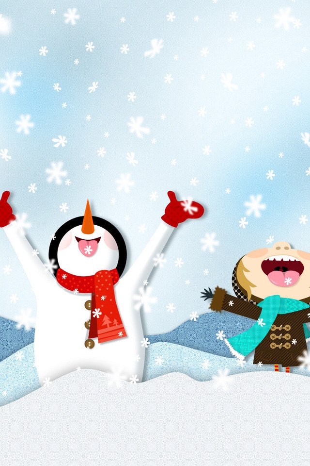 Happy Snowmen for 640 x 960 iPhone 4 resolution