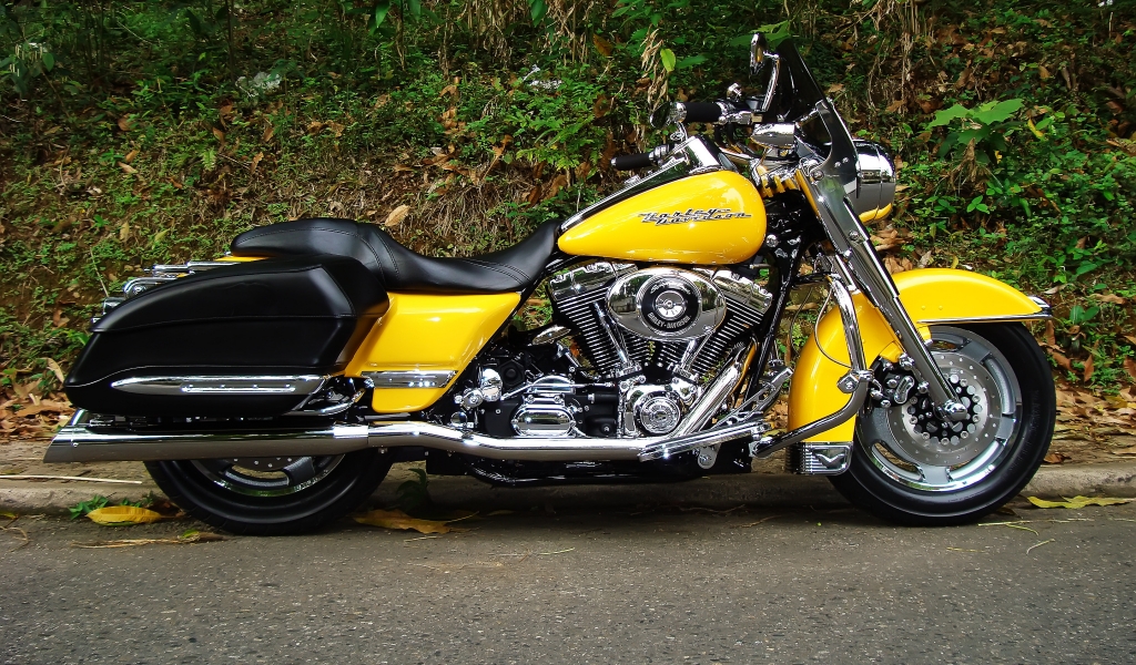 Harley Davidson Road King Yellow for 1024 x 600 widescreen resolution