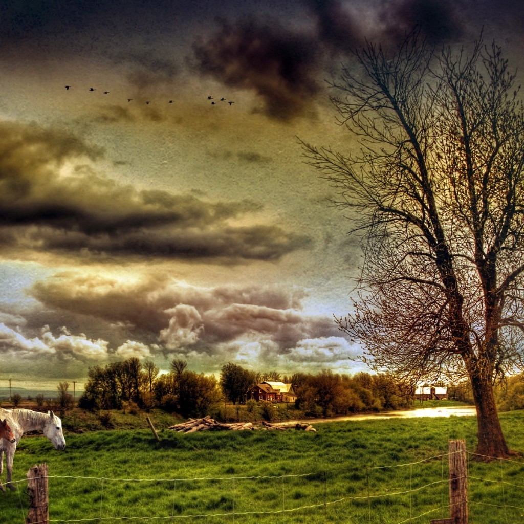 HDR Countryside Landscape for 1024 x 1024 iPad resolution