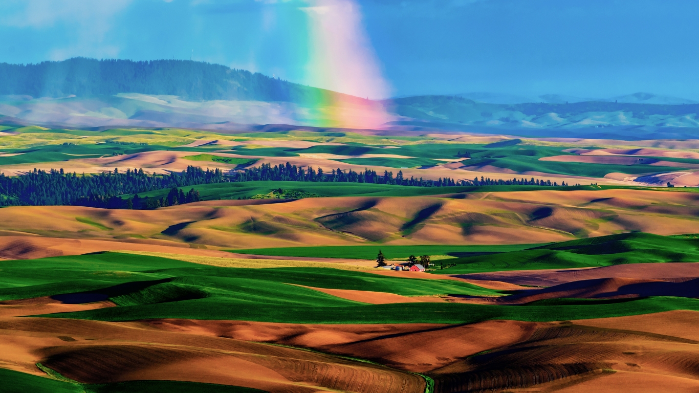 HDR Rainbow Landscape for 1366 x 768 HDTV resolution
