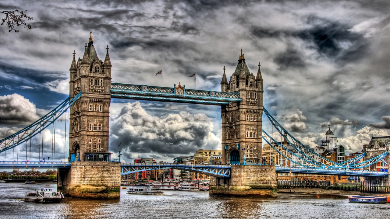 HDR Tower Bridge for 1280 x 720 HDTV 720p resolution