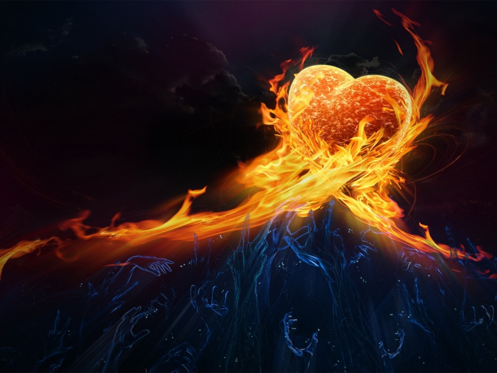 Heart in Fire for 1024 x 768 resolution