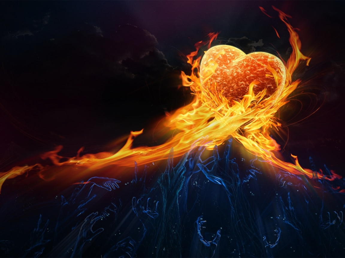 Heart In Fire 1152 X 864 Wallpaper